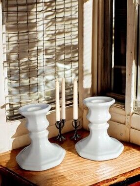 VINTAGE PHALTZGRAFF Heritage White Candlestick Holders Set of 2